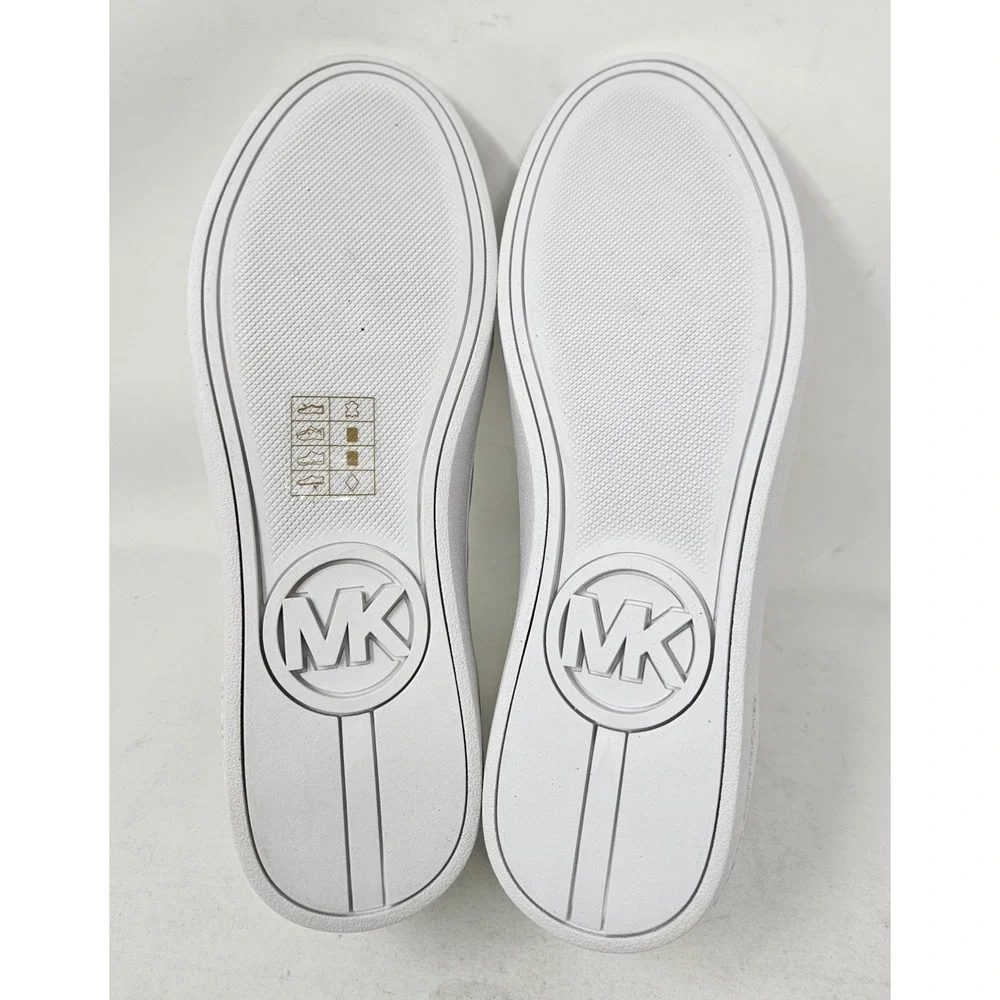Michael Kors Scotty Casual Leather Sneakers White/Silver Women's Size 6.5M‎ NEW!